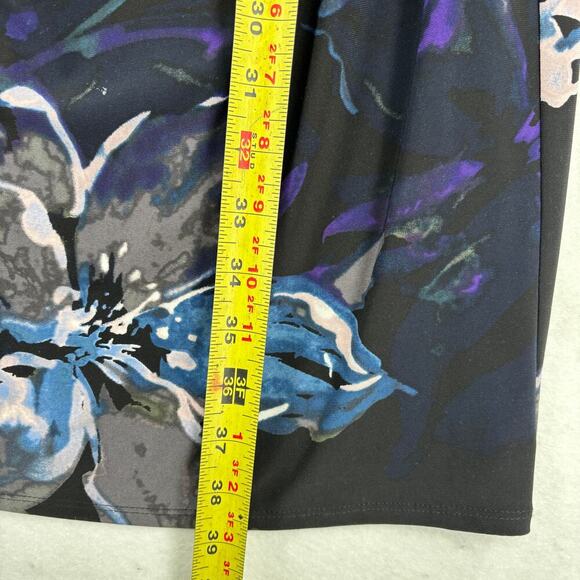 Ralph Lauren Sheath Dress Size 10 Black Blue Floral Stretch Sleeveless Lined LRL - Picture 9 of 11